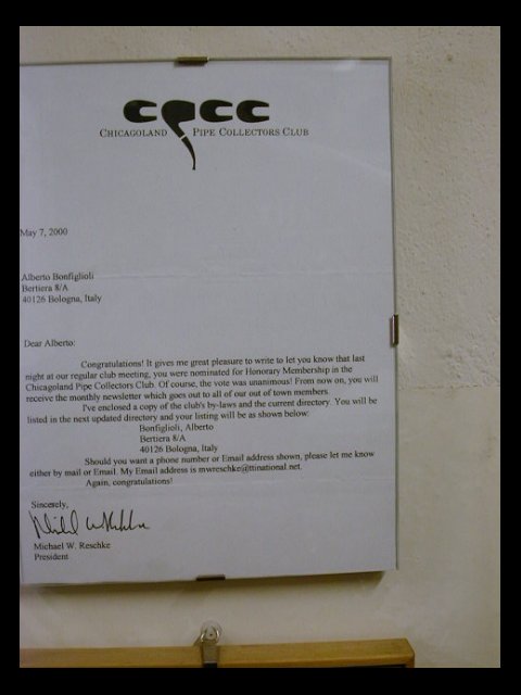 Whit this letter i am a Chicagoland honorary membership...