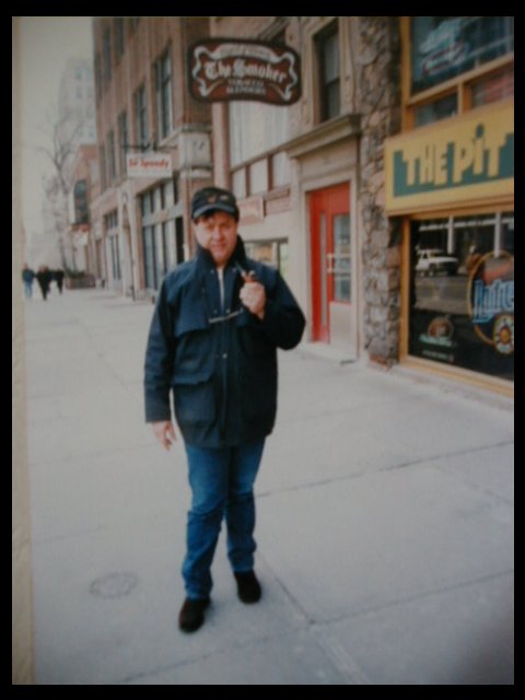 In front of The Smokers tobacco shop in Albany...