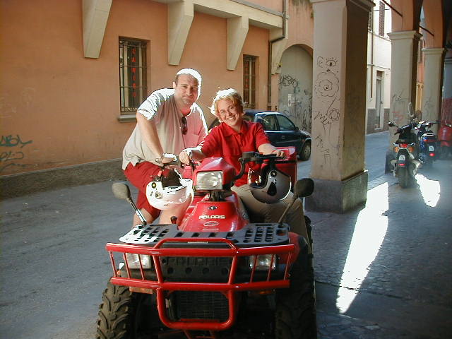 Mr Siffredi and his wife Barbarina in visit to my laboratory this summer with a fanny car.(Mr Siffredi is a manager of FERRARI TEAM CAR FORMULA ONE)...