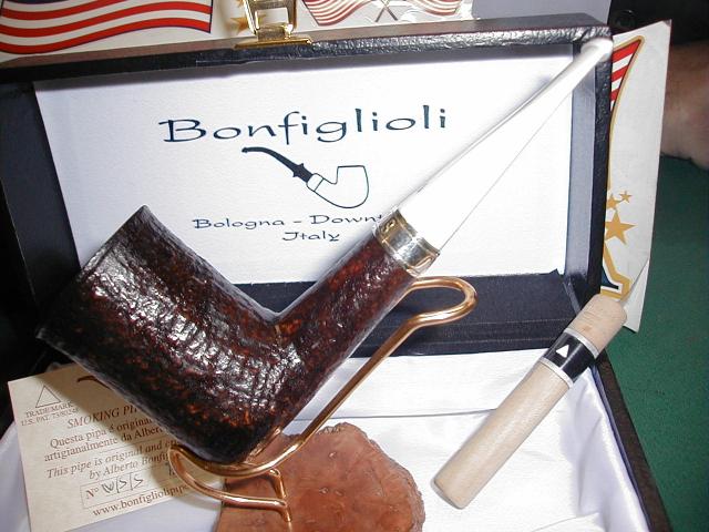 Special brown snadblast tall bowl sterling band...