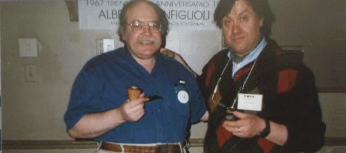 Mike Gillman hold the pipe with satisfation...